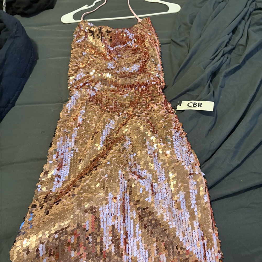 CBR Sequin Dress in Gold and Pink